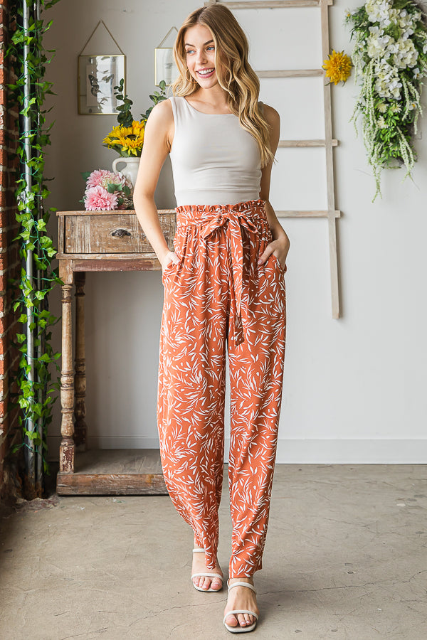 Light & Leafy Wide Leg Pants -Rust