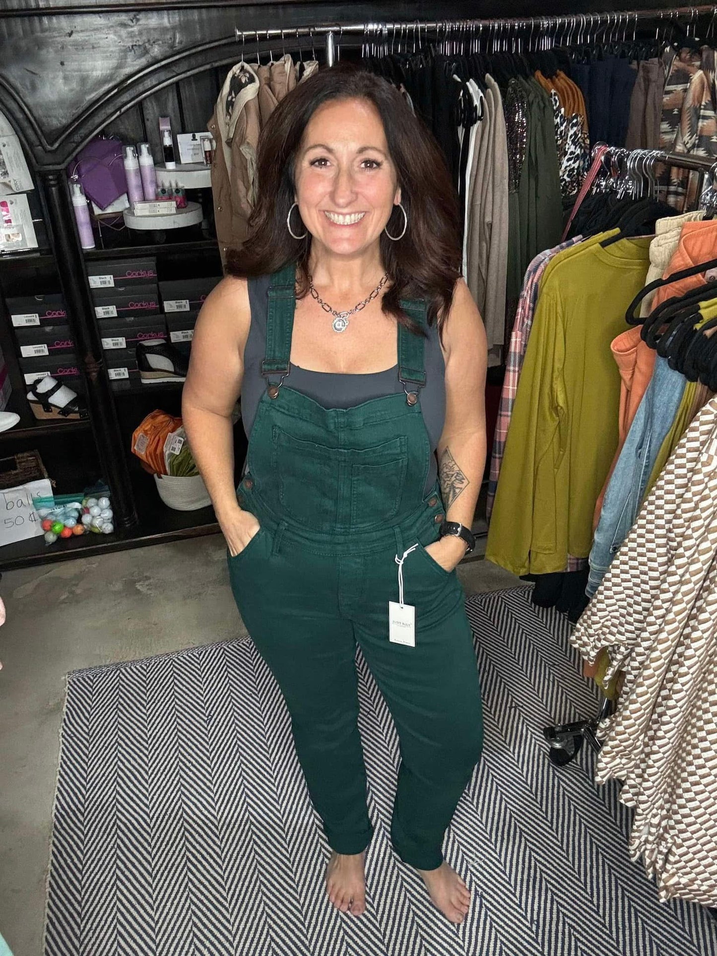 Judy Blue Garment Dyed Overalls - Teal