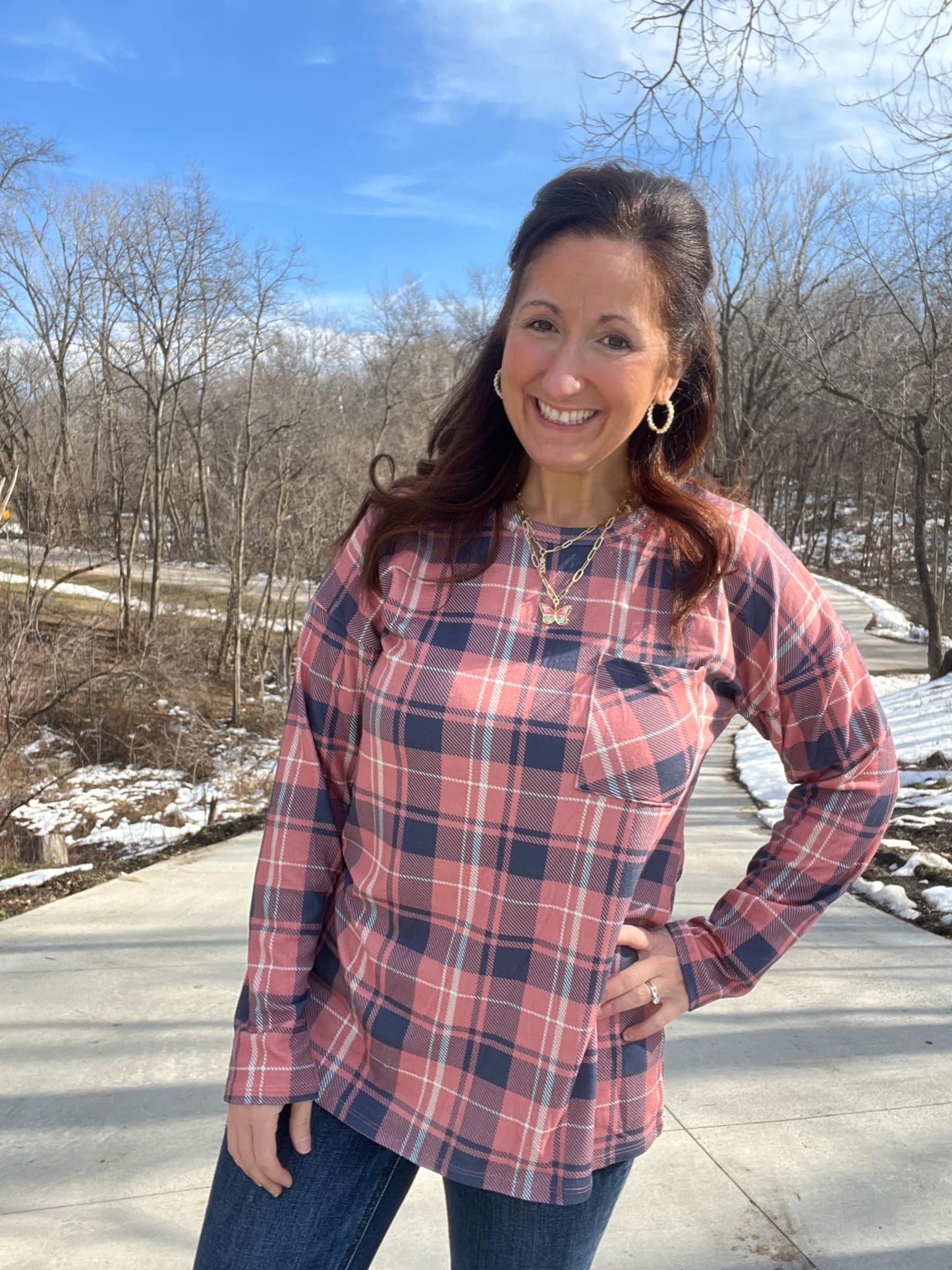 Pretty in Plaid Long Sleeved Top