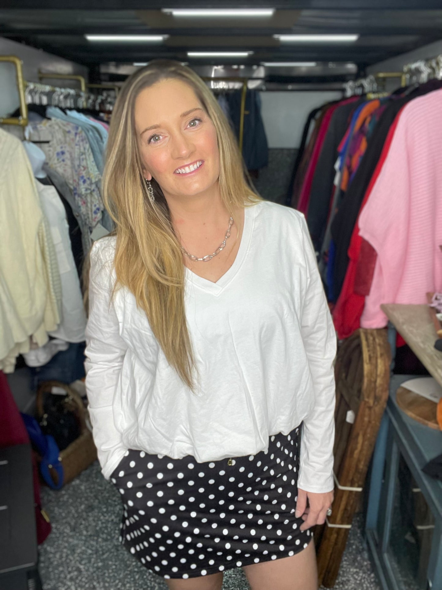 Bubble Top Long Sleeve in White