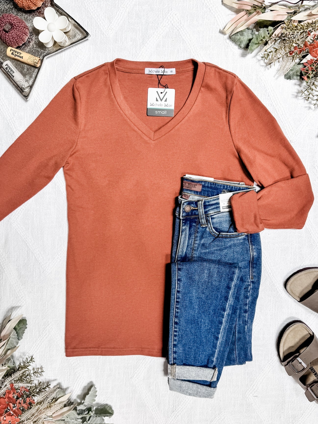 Ready, Pumpkin V-Neck Top