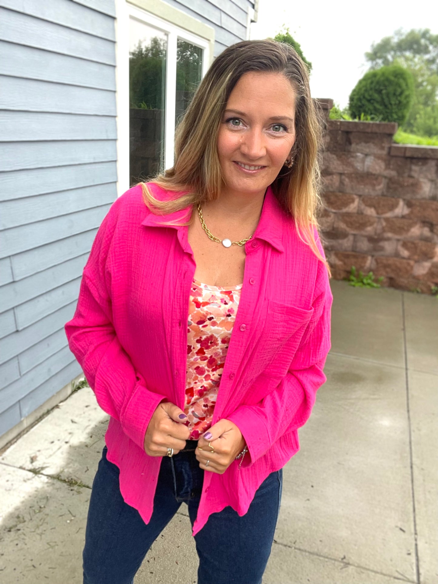 Emerson Gauze Top in Pink