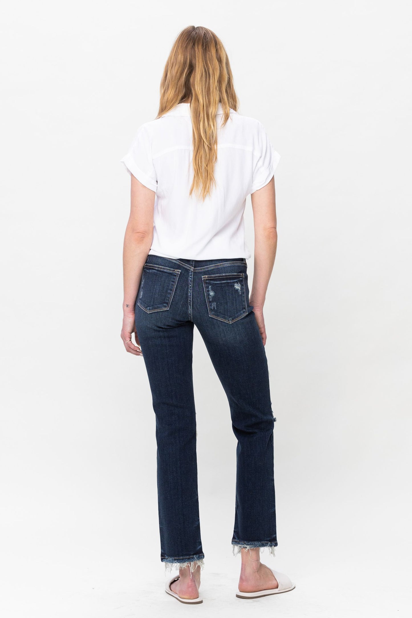 Judy Blue Dark Distressed Straight Leg