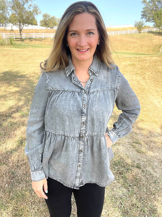Charcoal Chambray Shacket