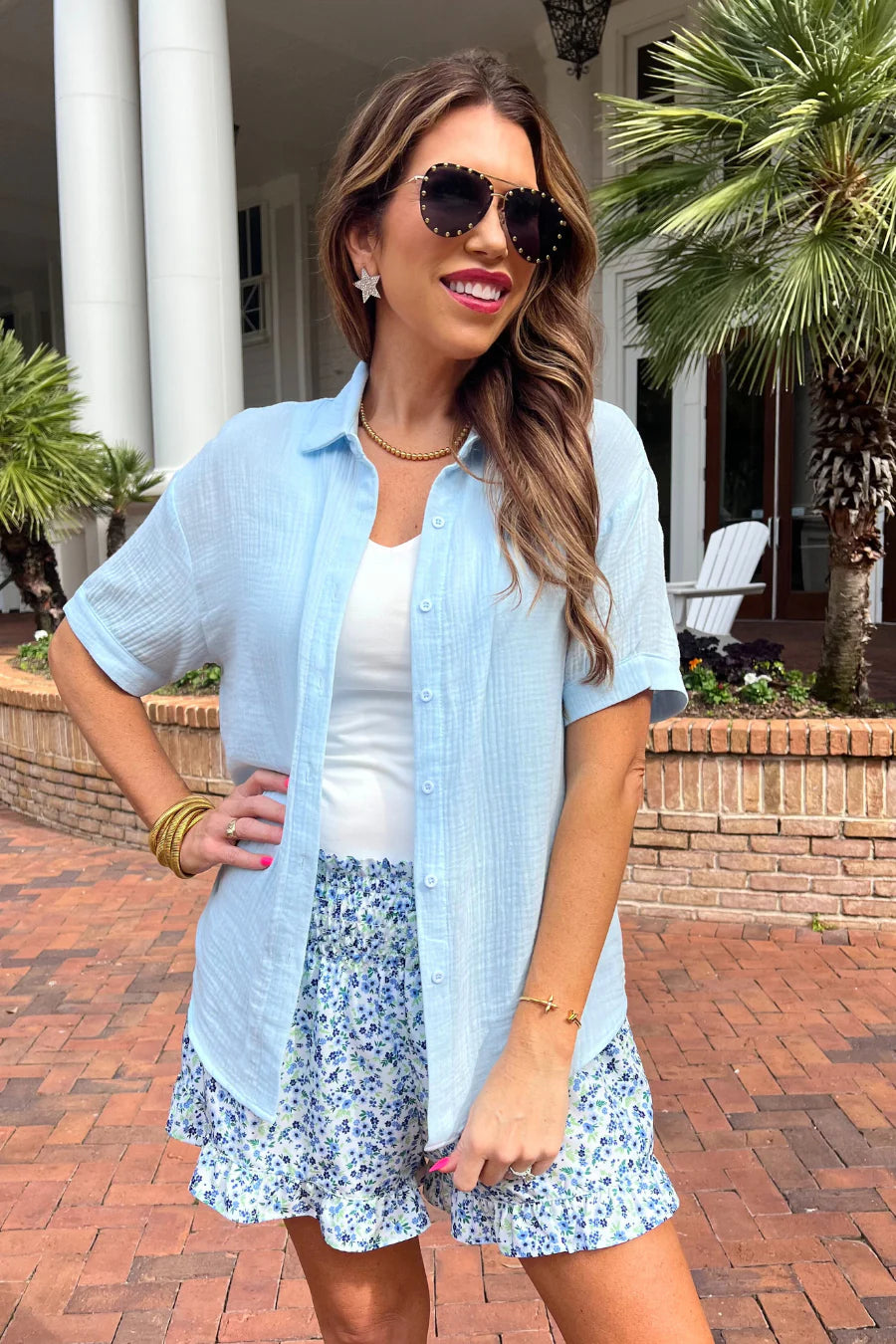 Swinging In The Cloud Button Top