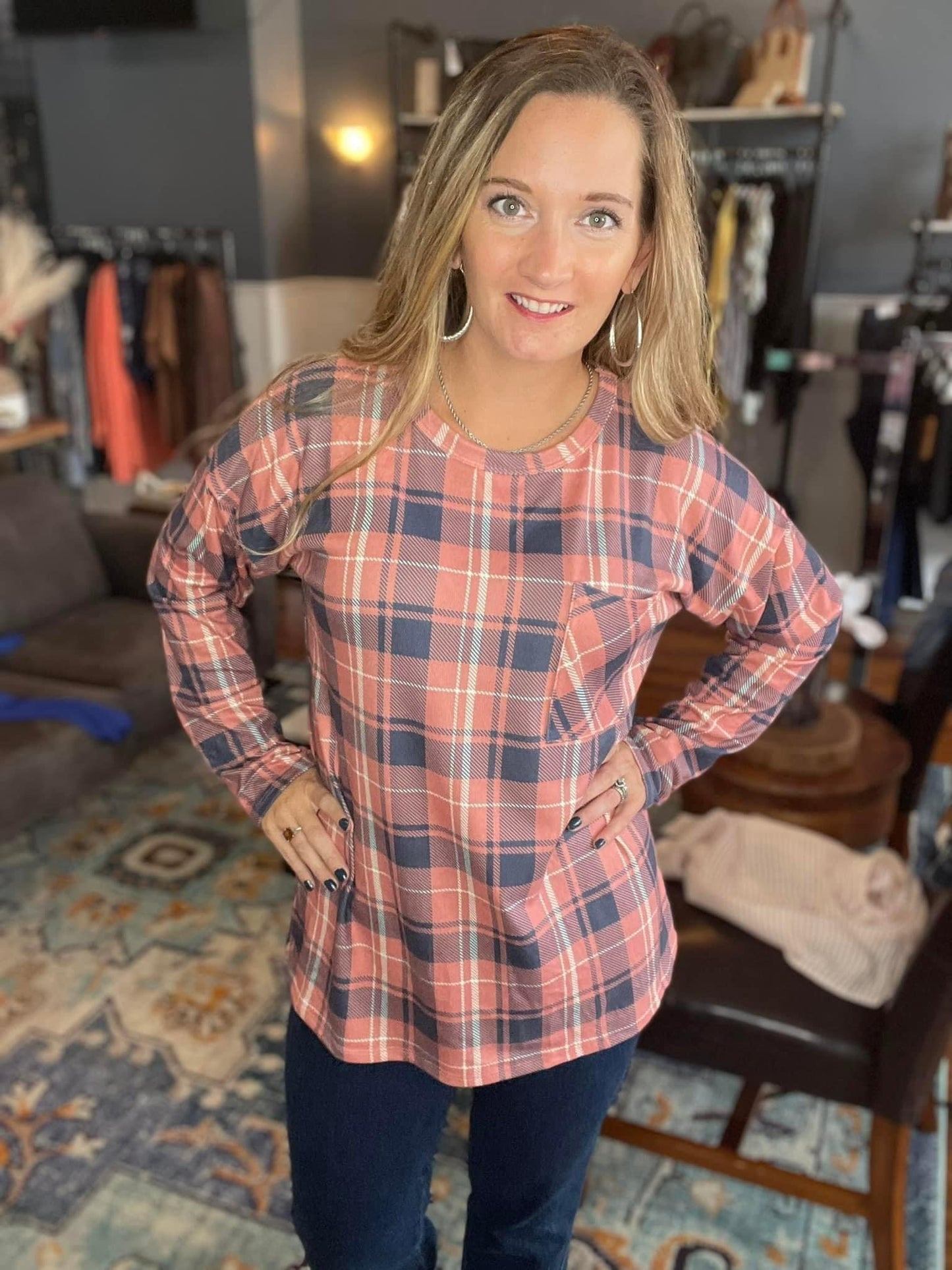 Pretty in Plaid Long Sleeved Top