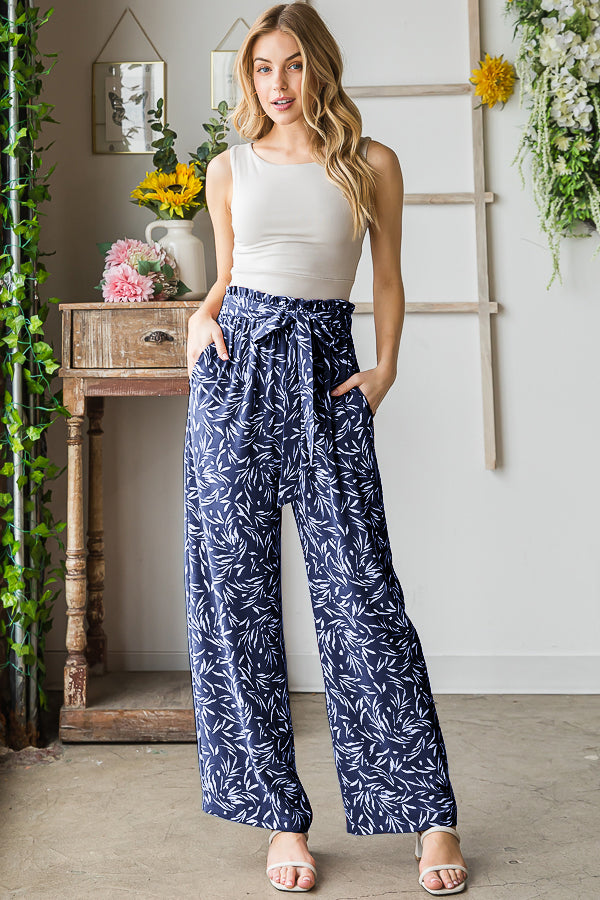 Light & Leafy Wide Leg Pant -Navy