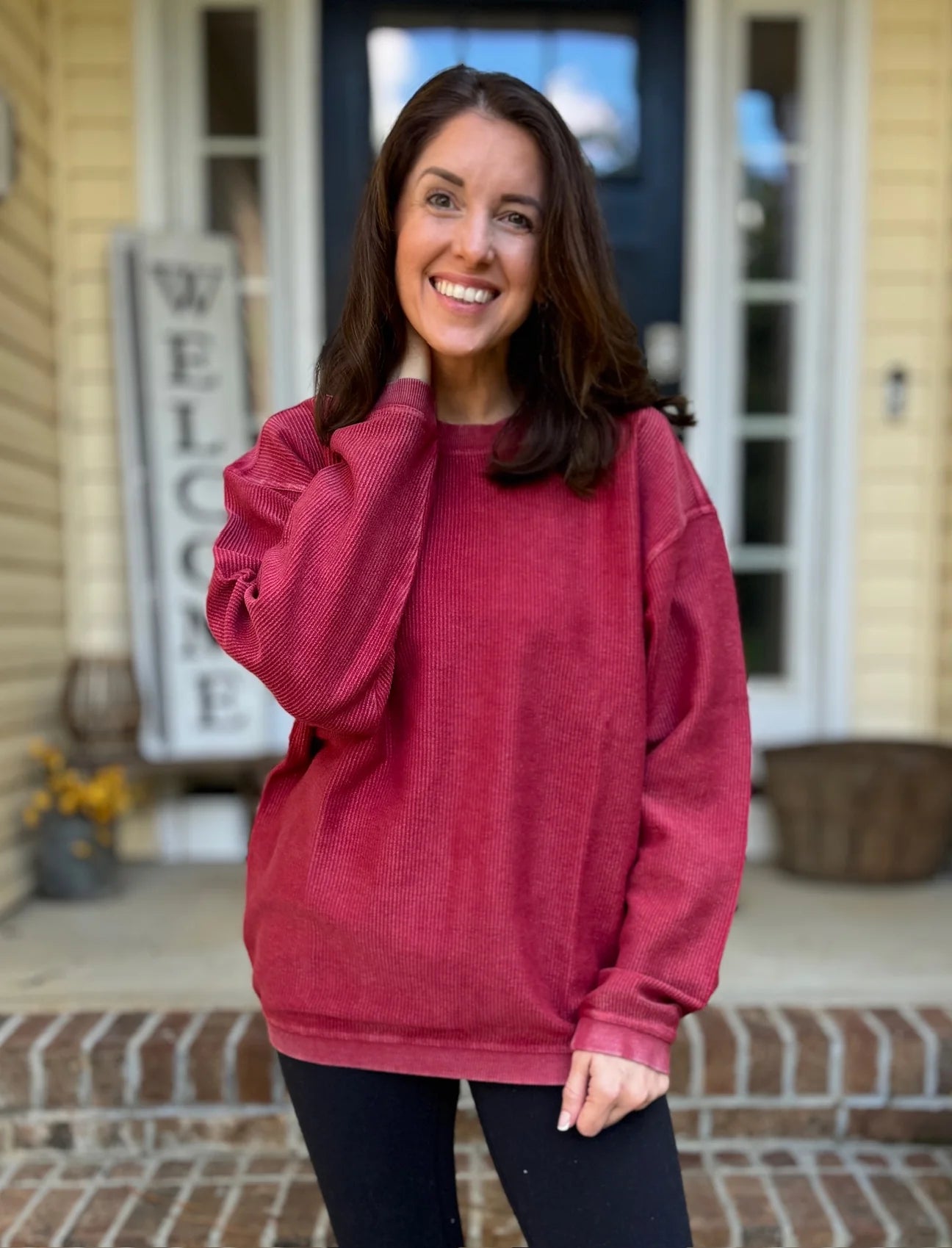 Luxe Corded Crew Merlot