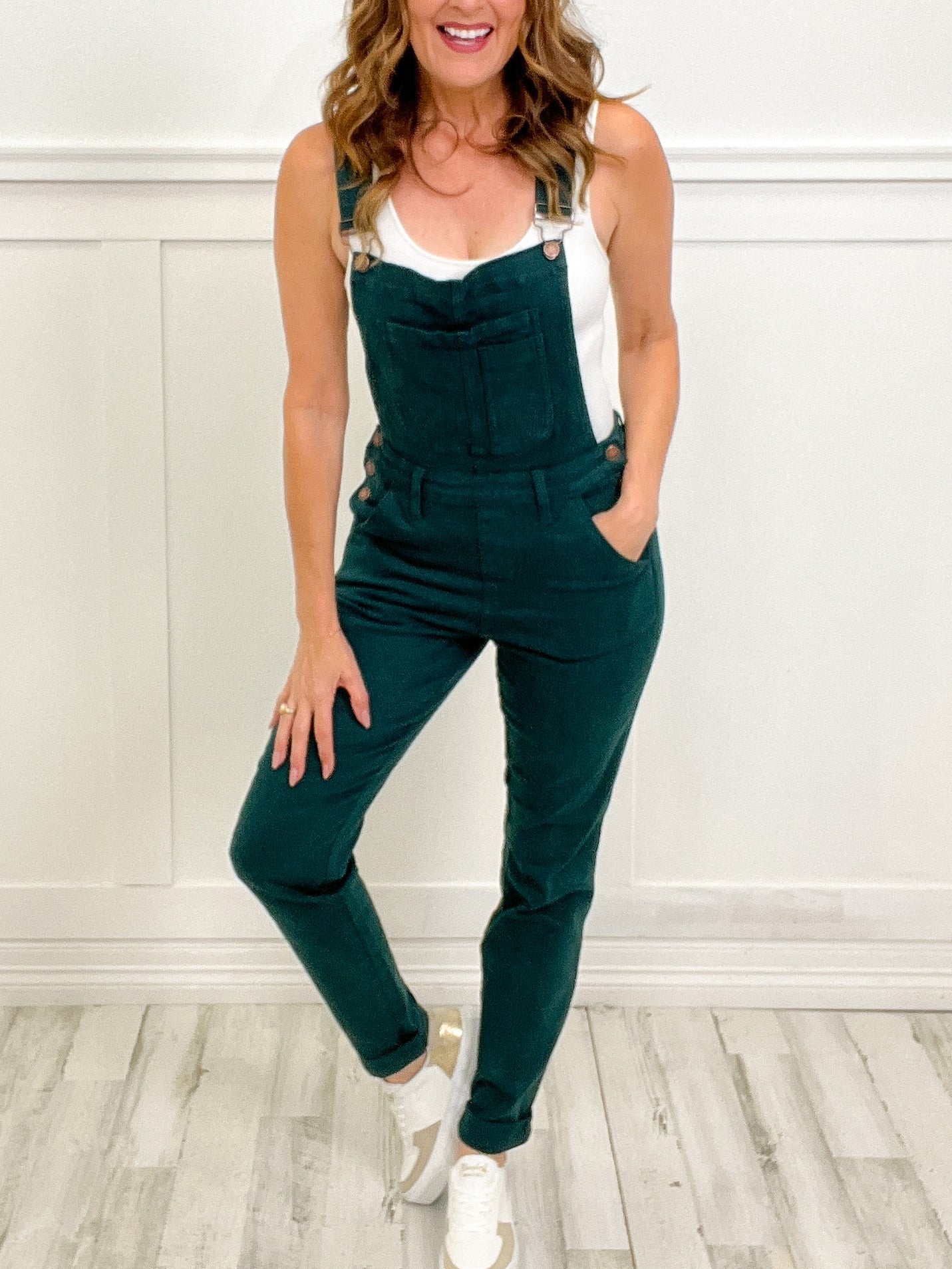 Judy Blue Garment Dyed Overalls - Teal