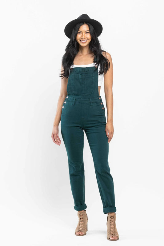 Judy Blue Garment Dyed Overalls - Teal