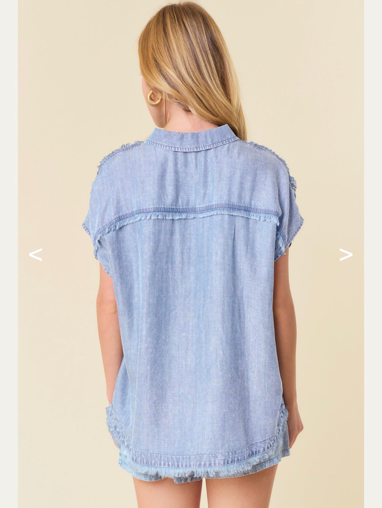 Fray Short Sleeved Denim Top