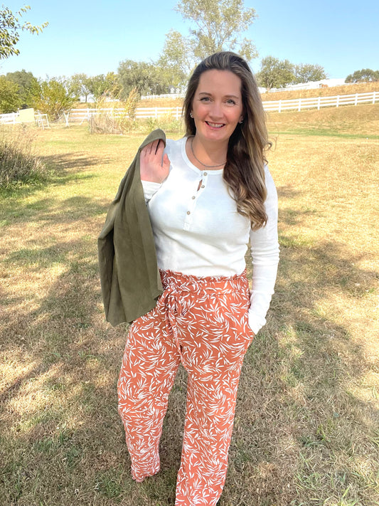 Light & Leafy Wide Leg Pants -Rust