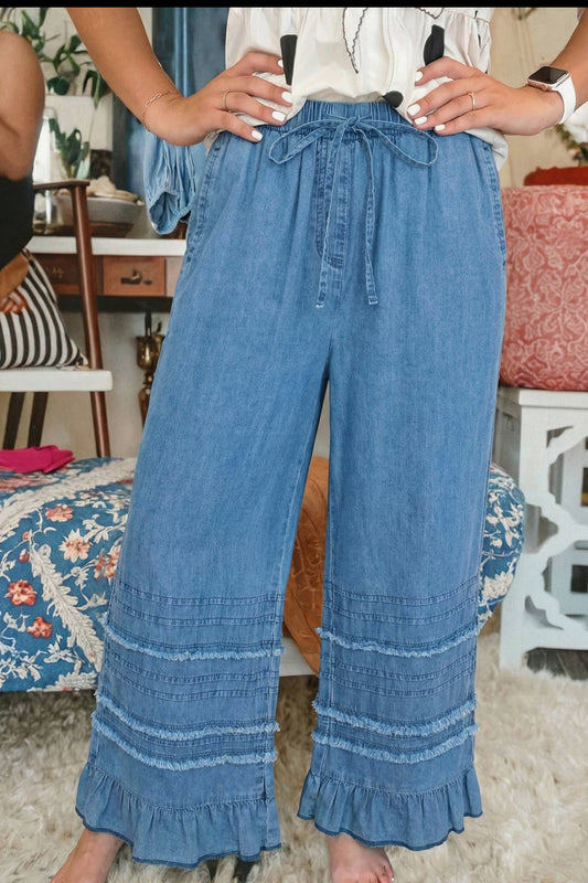 Boho Wide Leg Chambray