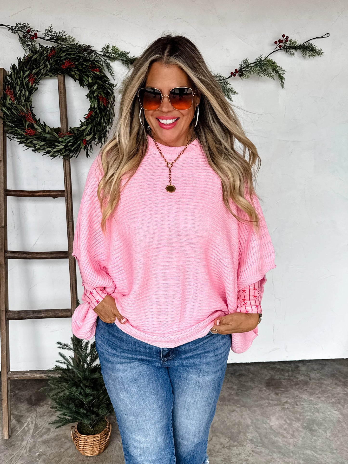 Pullover Poncho in Pink