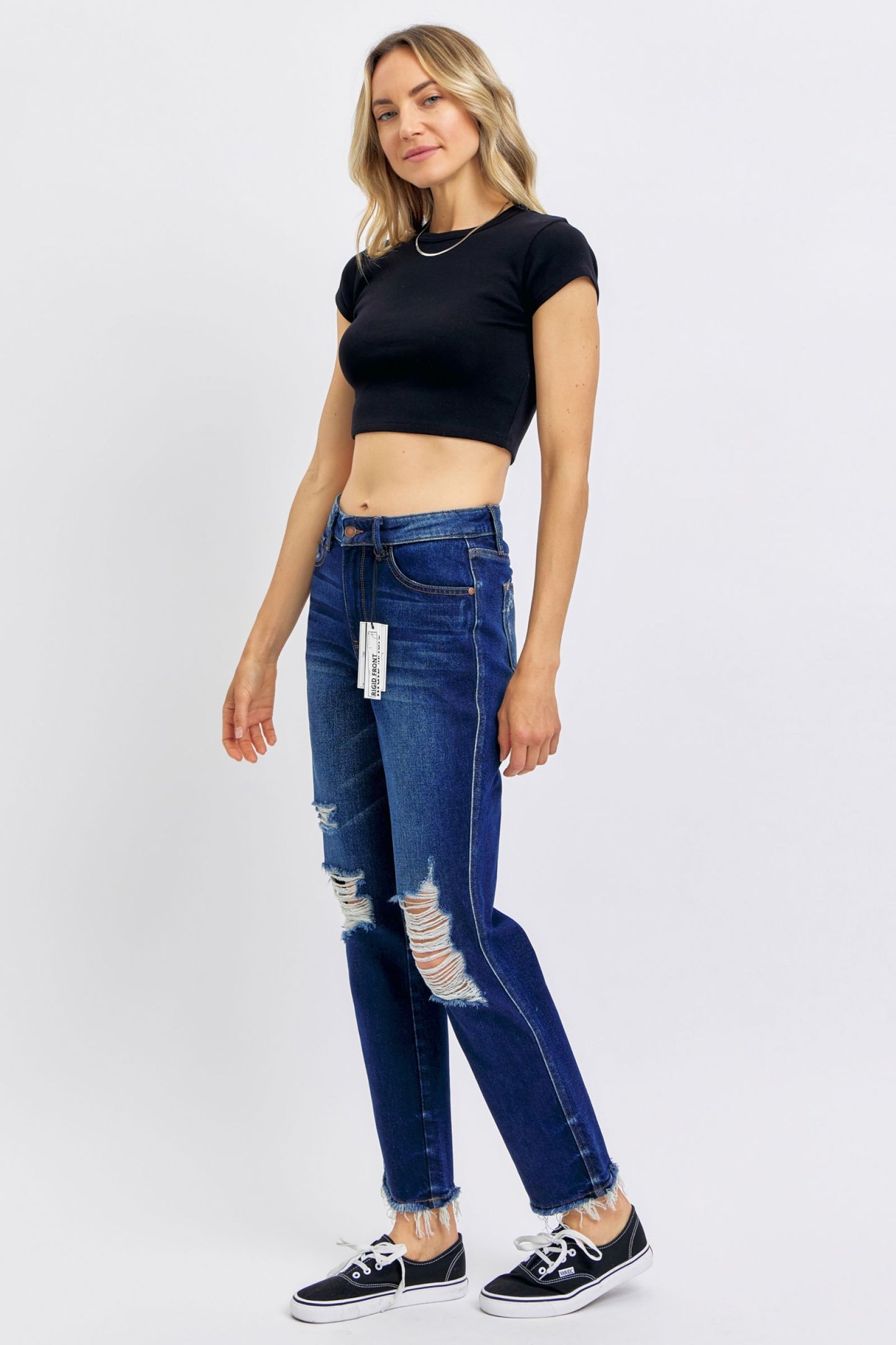 Judy Blue Rigid Magic Distressed Straight Ankle Jeans