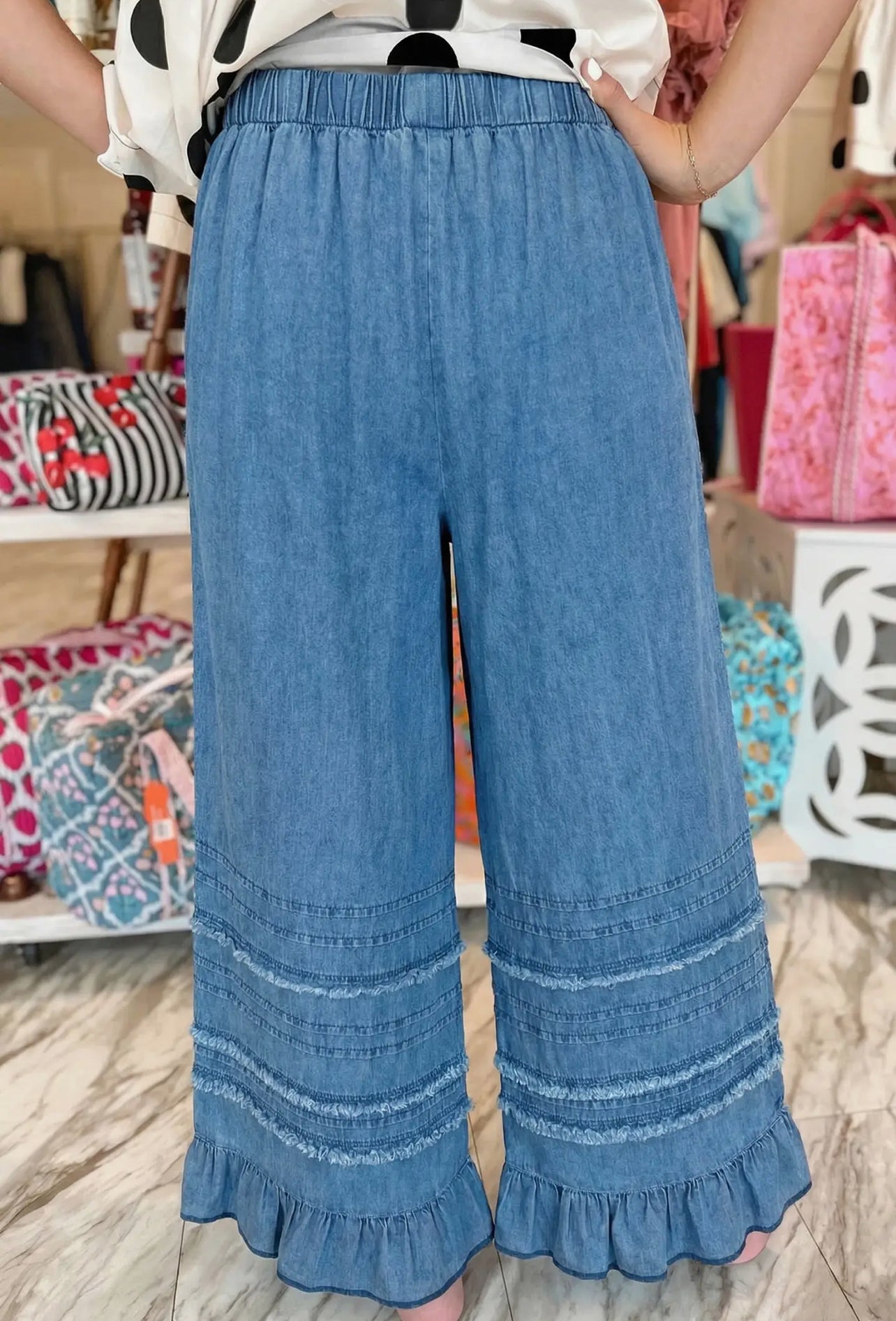 Boho Wide Leg Chambray