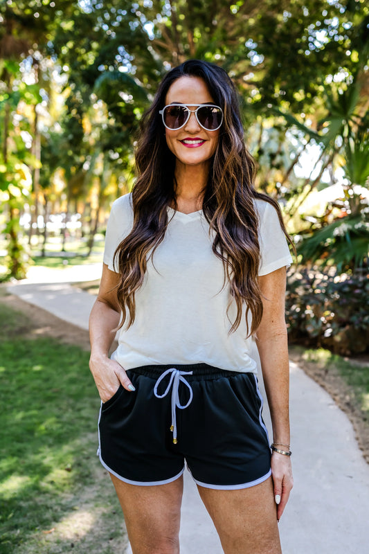 Everyday Shorts in Varsity B/W