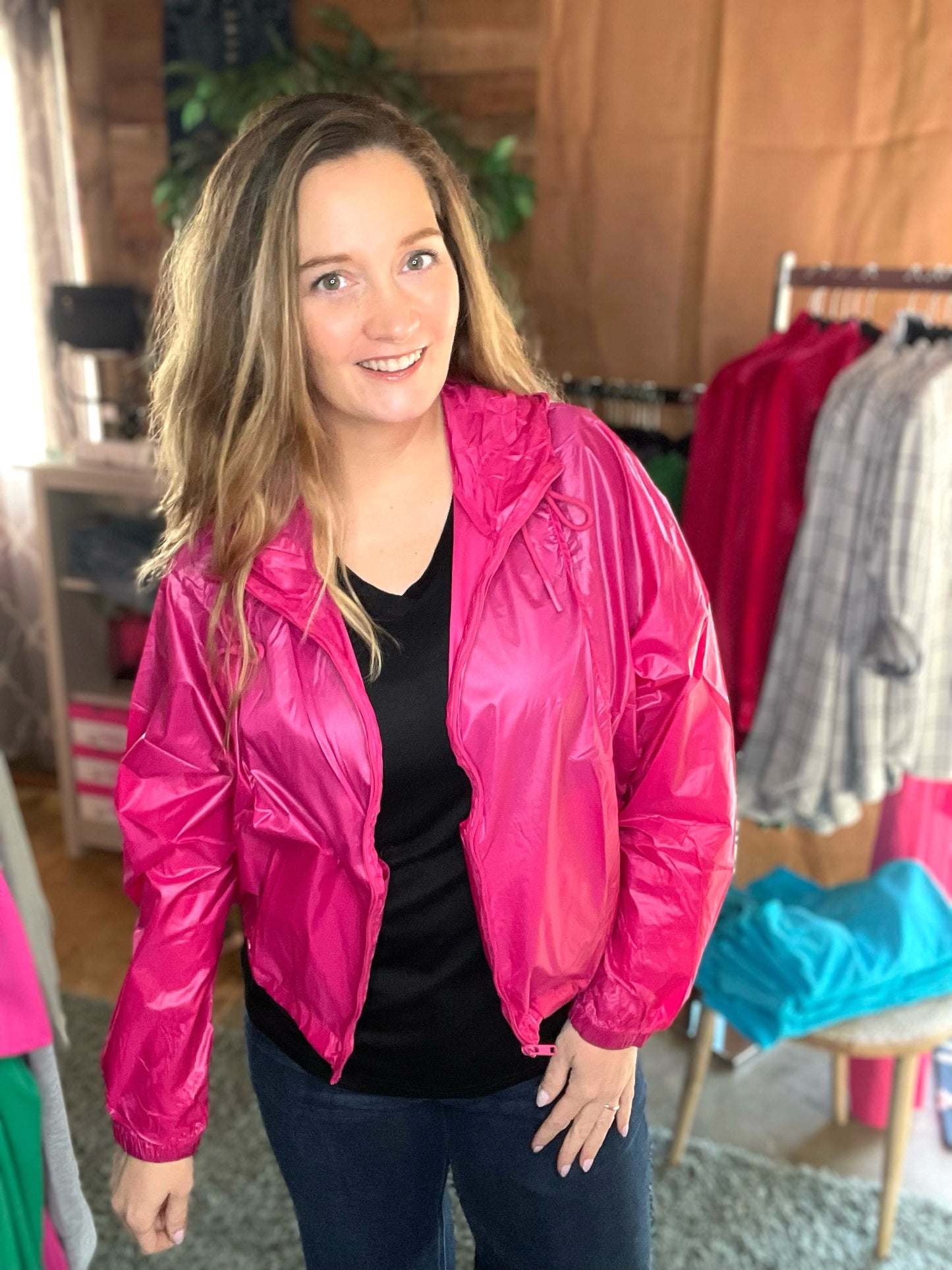 Staying Slick Jacket + Carrying Pouch in Hot Pink