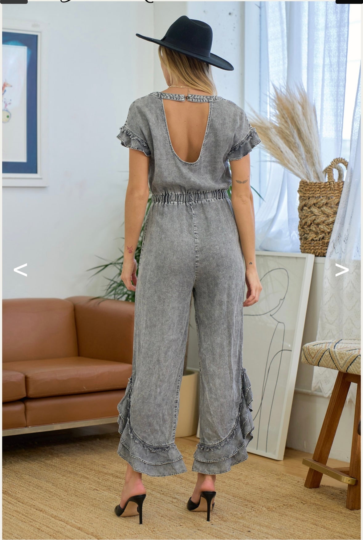 Denim Ruffle Jumpsuit