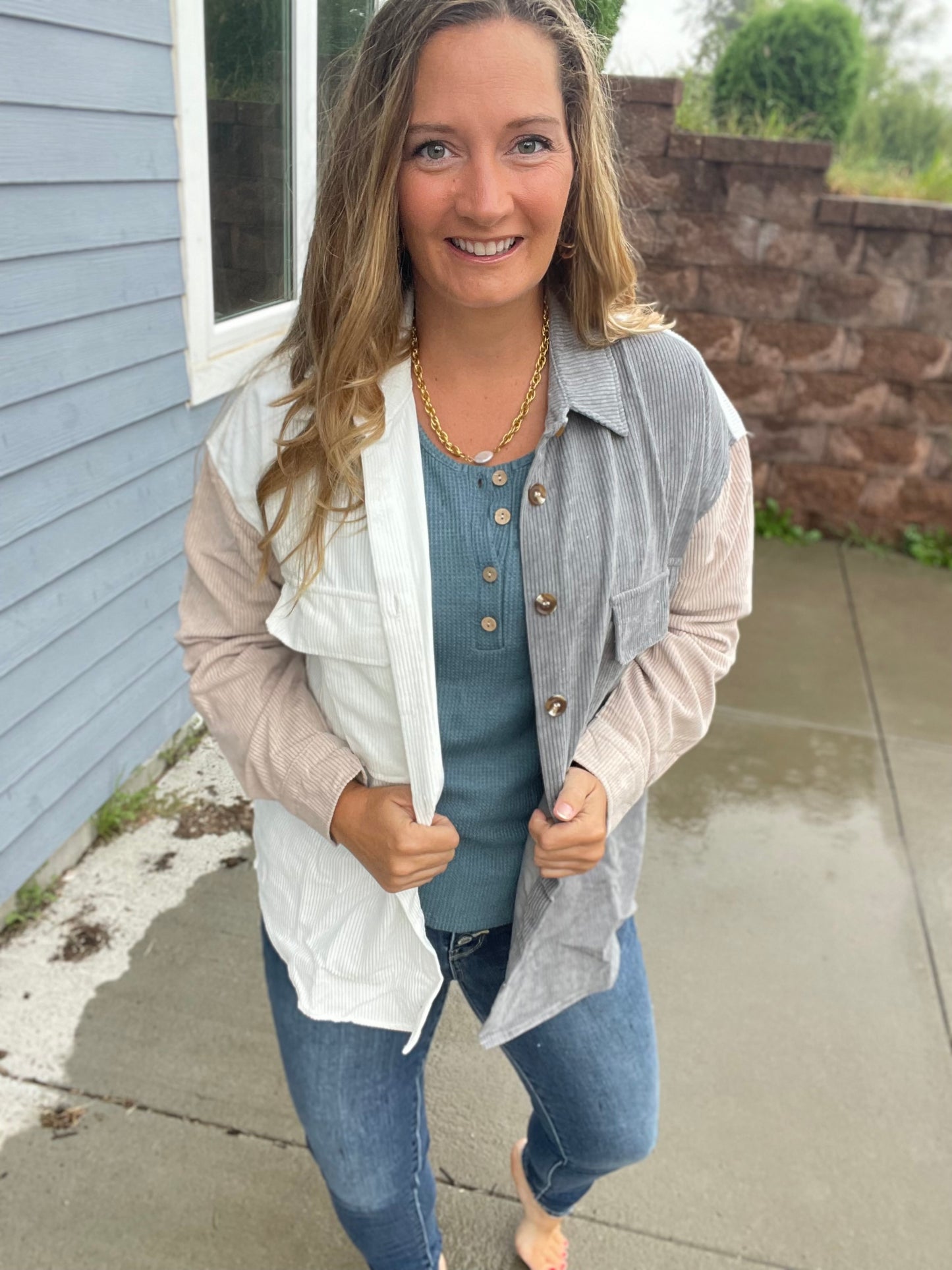 Rich In Color Henley in Dusty Blue