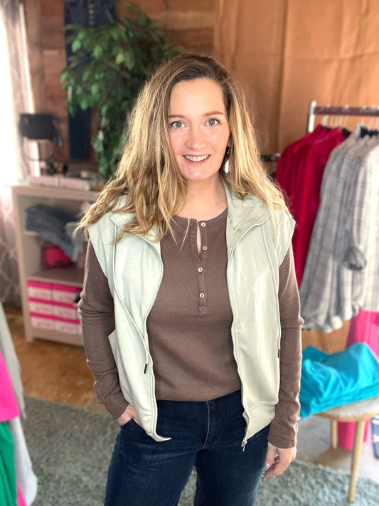 Sleeveless and Sage Hooded Jacket