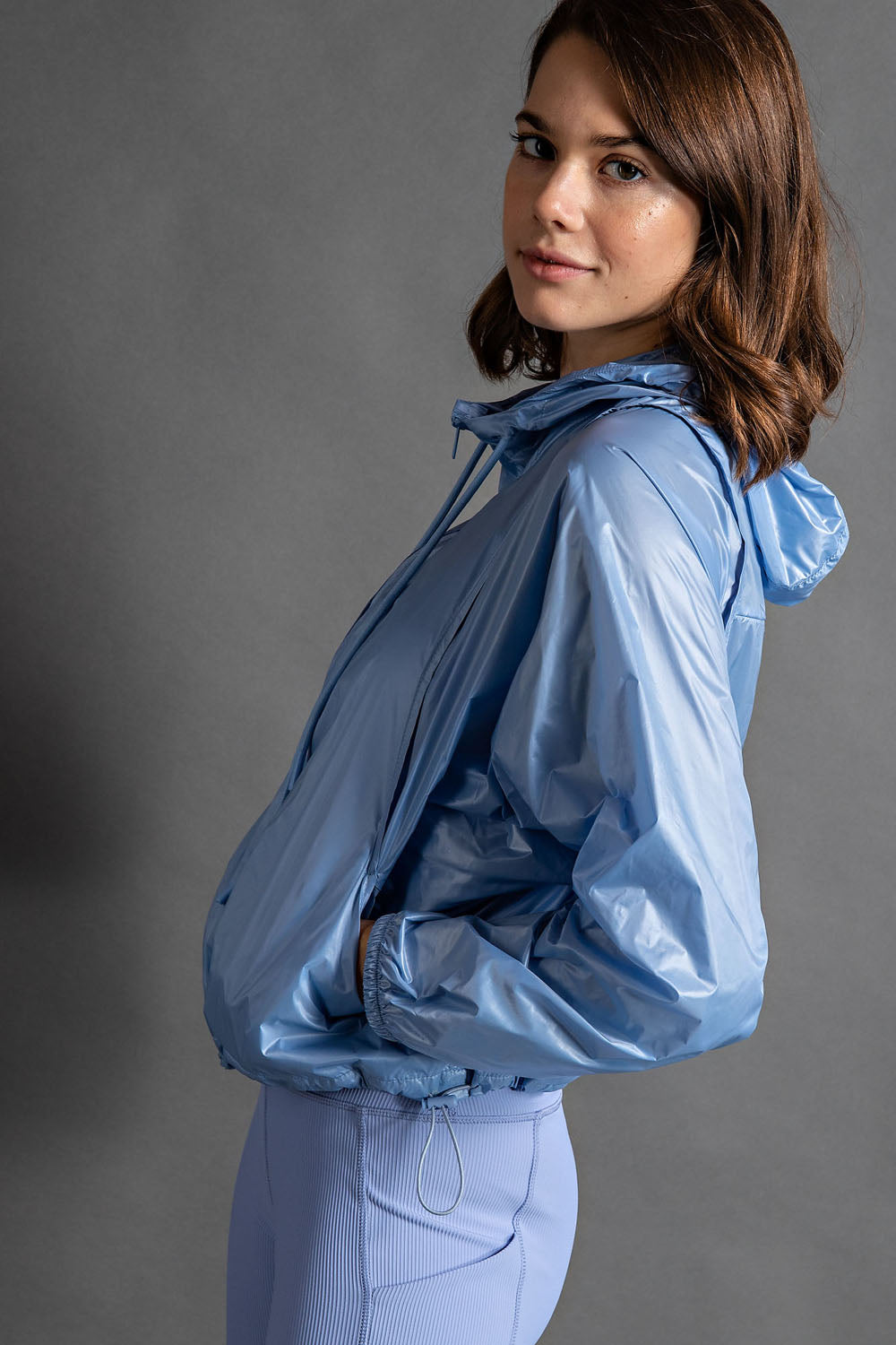 Staying Slick Jacket + Carrying Pouch in Pastel Blue