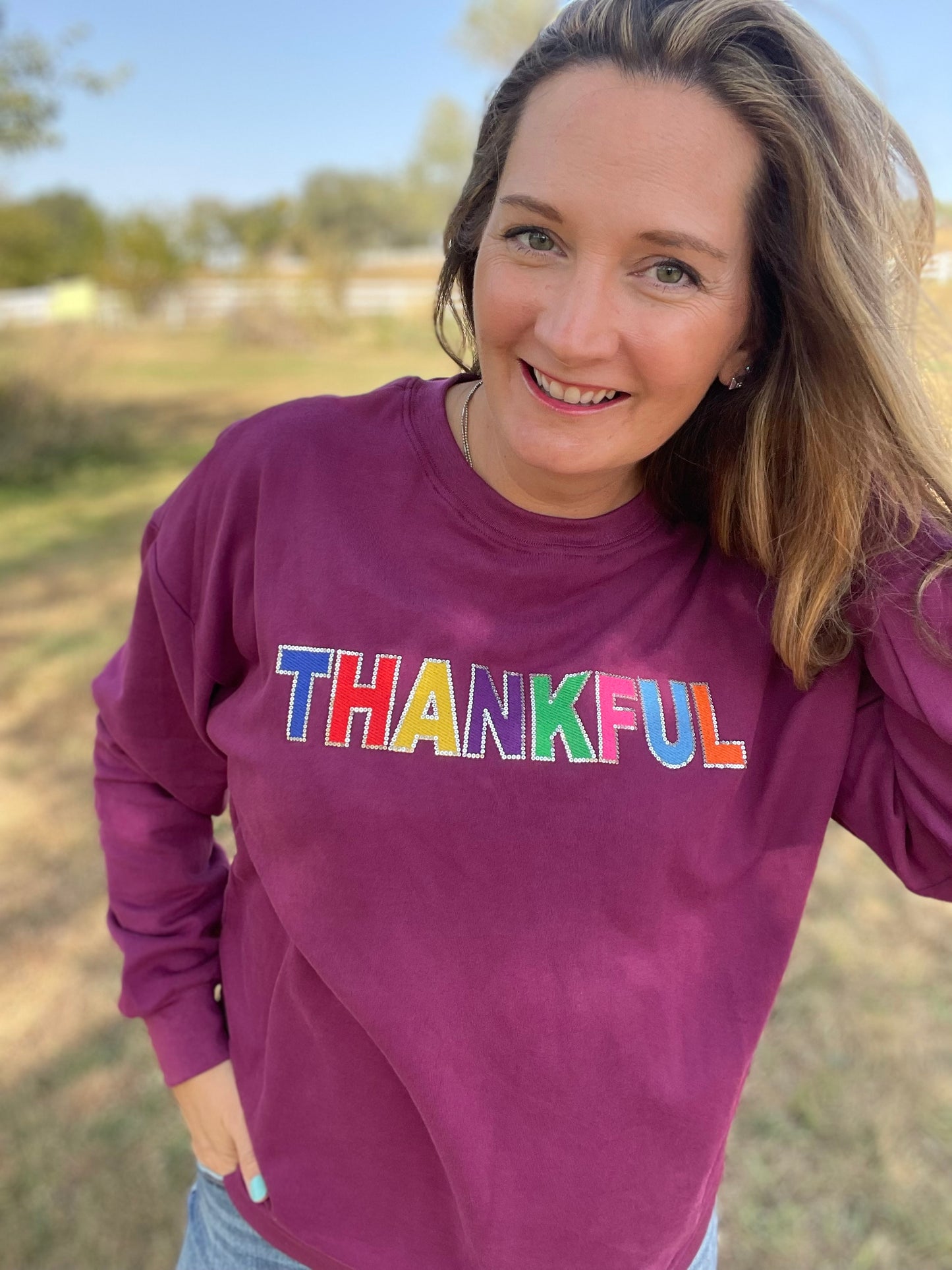 Thankful in Color Sequin Top