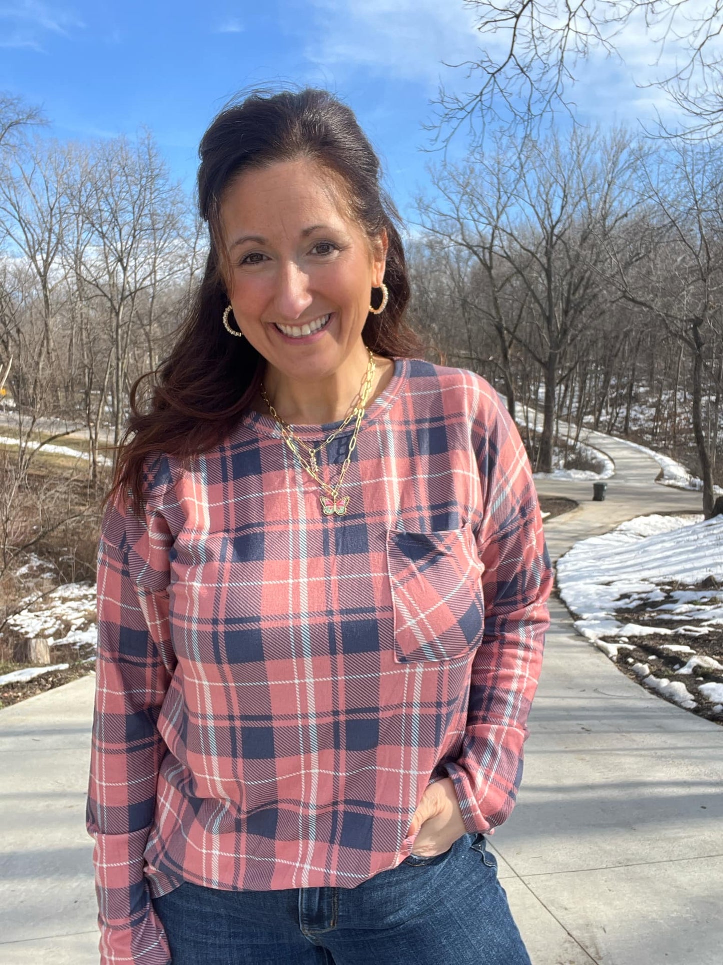 Pretty in Plaid Long Sleeved Top