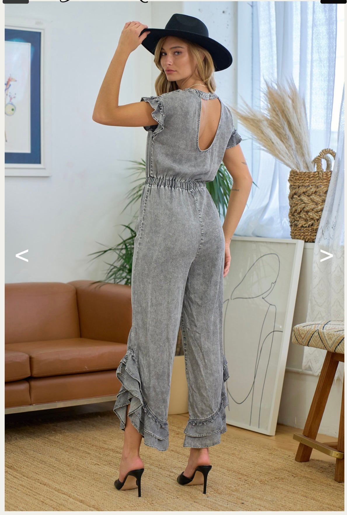 Denim Ruffle Jumpsuit
