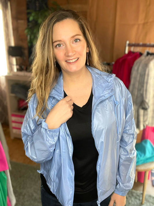 Staying Slick Jacket + Carrying Pouch in Pastel Blue