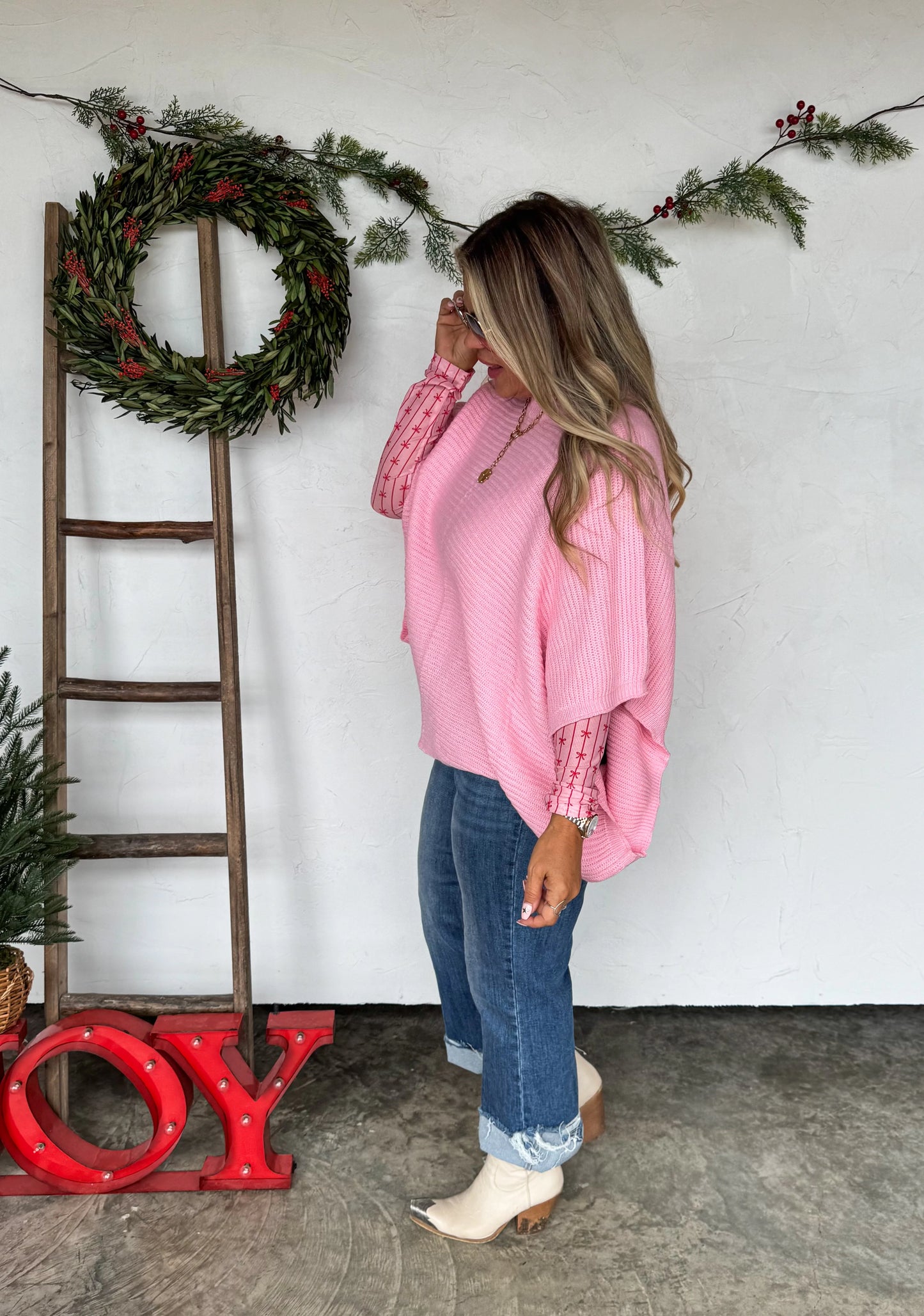 Pullover Poncho in Pink