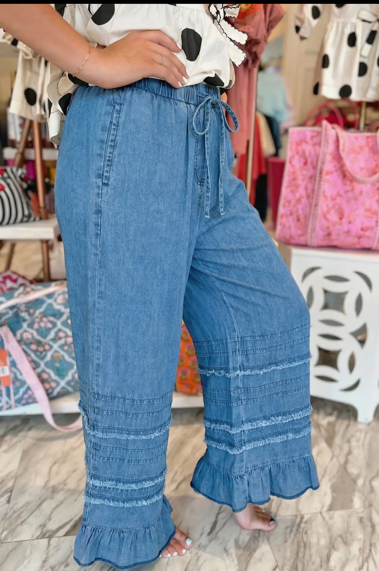 Boho Wide Leg Chambray