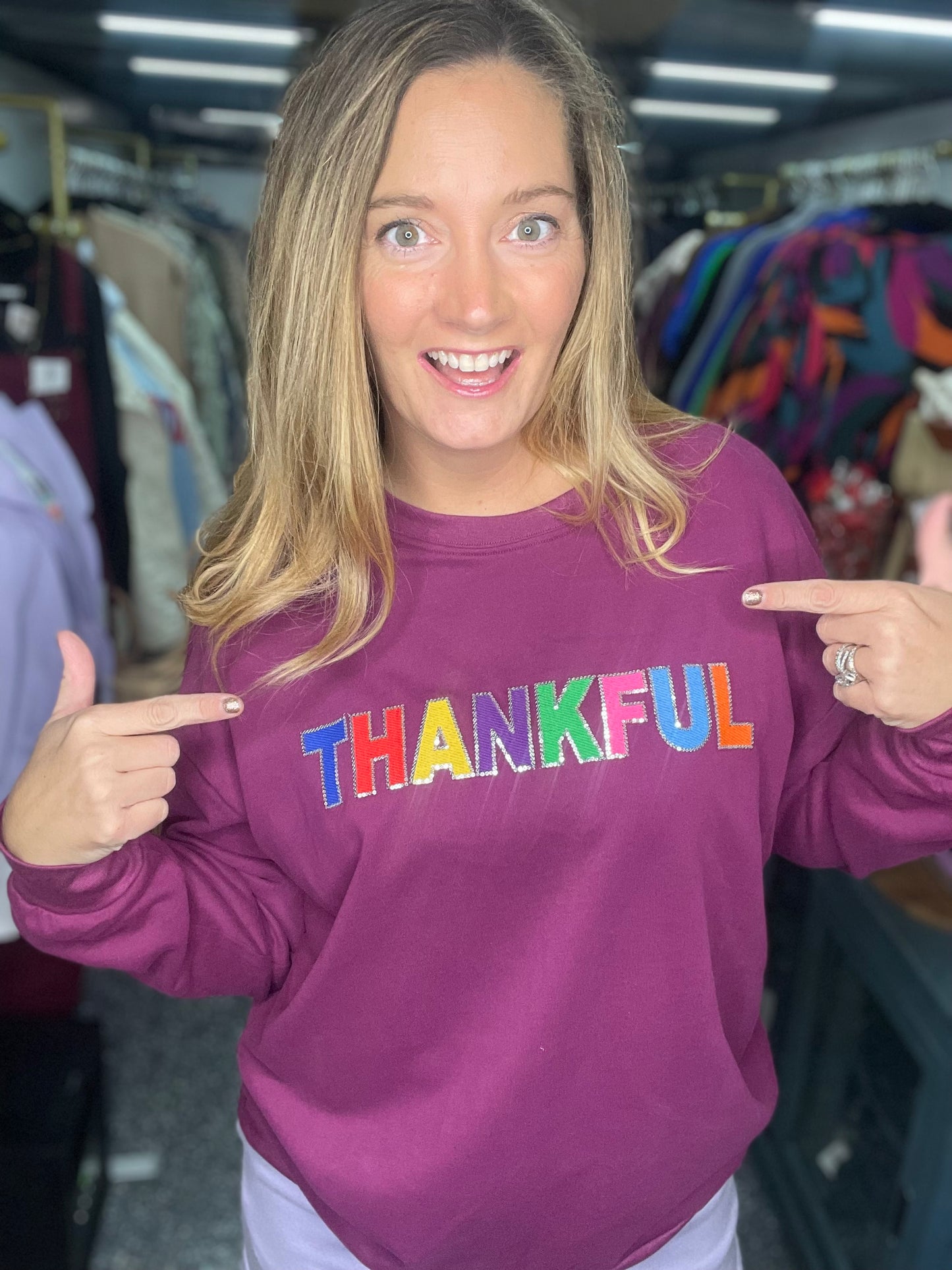Thankful in Color Sequin Top