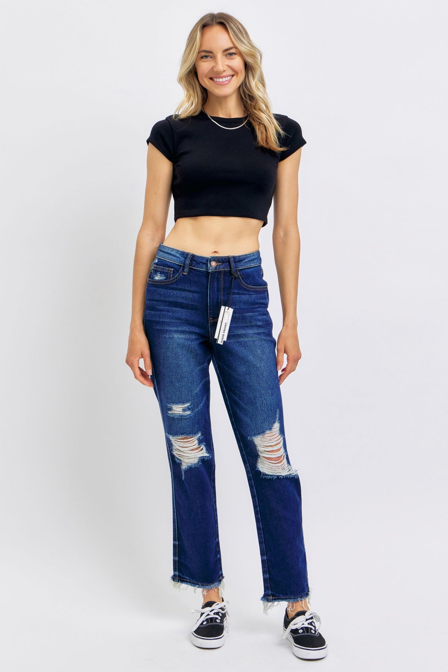 Judy Blue Rigid Magic Distressed Straight Ankle Jeans