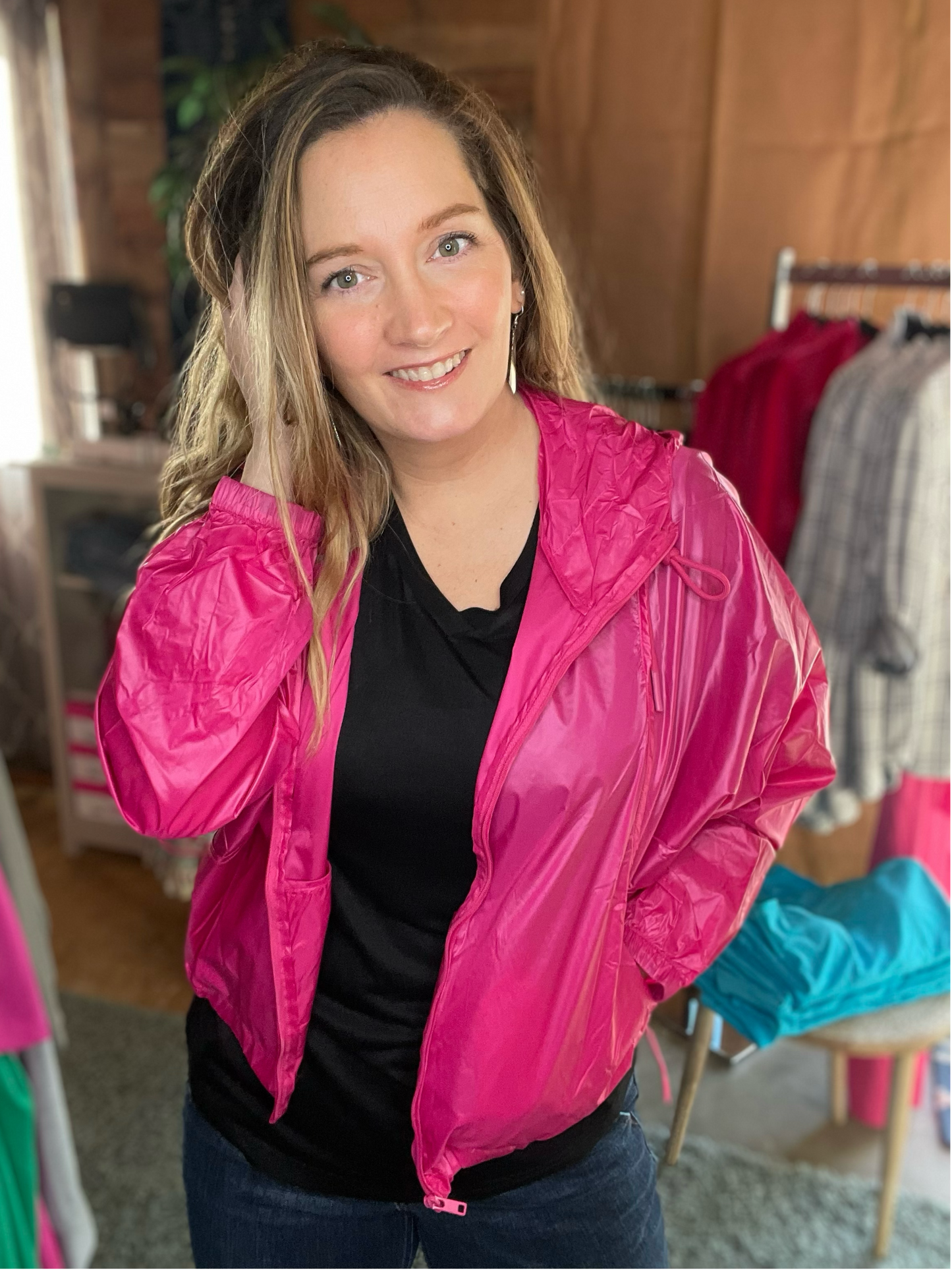 Staying Slick Jacket + Carrying Pouch in Hot Pink