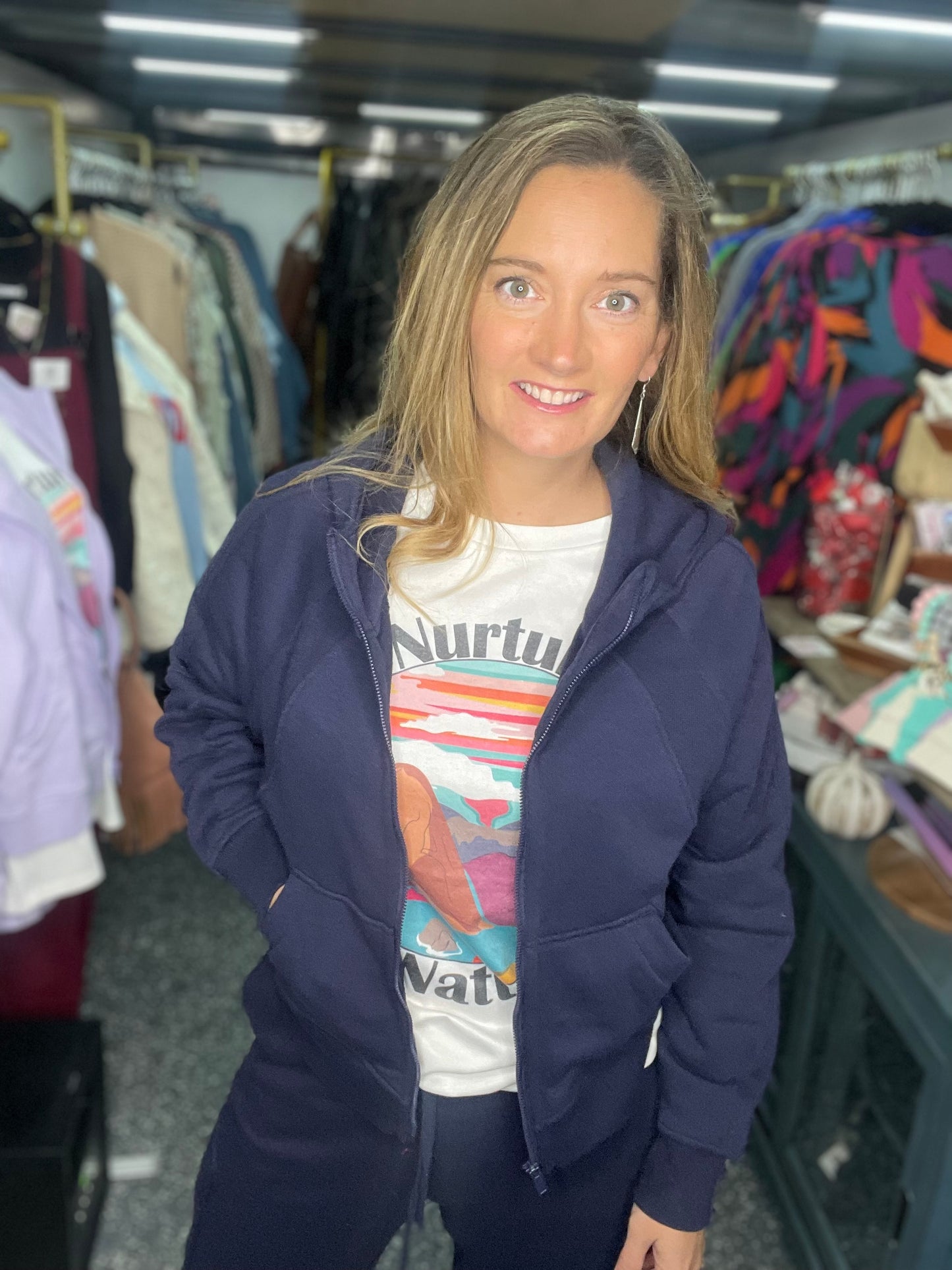 Cool Down Zip Hoodie Navy