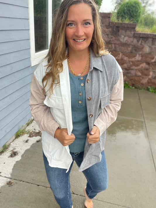 The Countryside Cord Shacket ￼