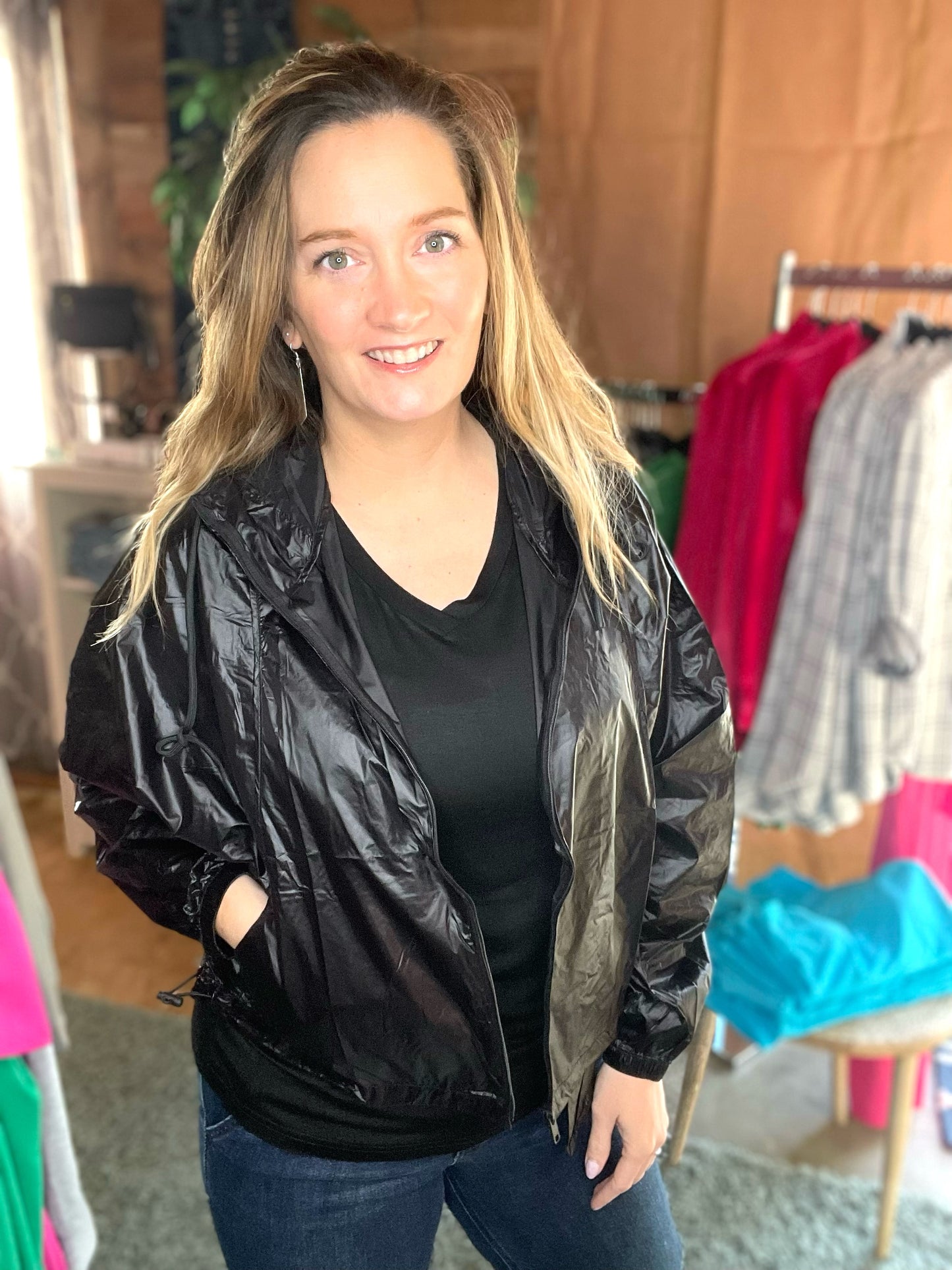 Staying Slick Jacket + Carrying Pouch in Black